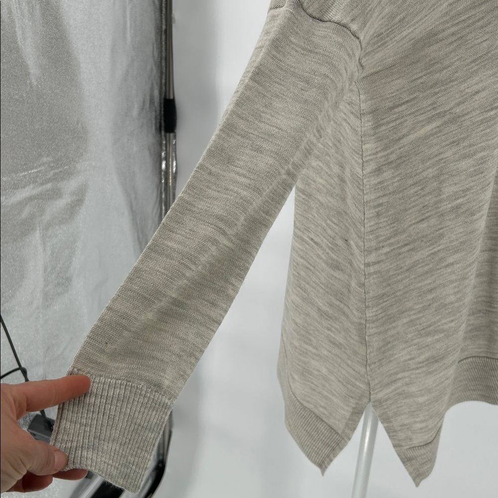 LOFT XS Oatmeal Open Front Cardigan Lightweight Wool Blend Neutral - Picture 4 of 6